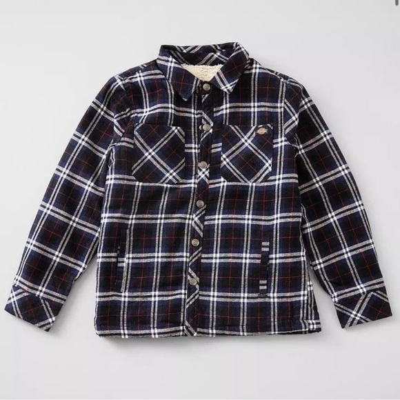 Dickies Boys Shacket Sherpa Flannel Shirt Jacket Size L NWOT - Picture 1 of 8